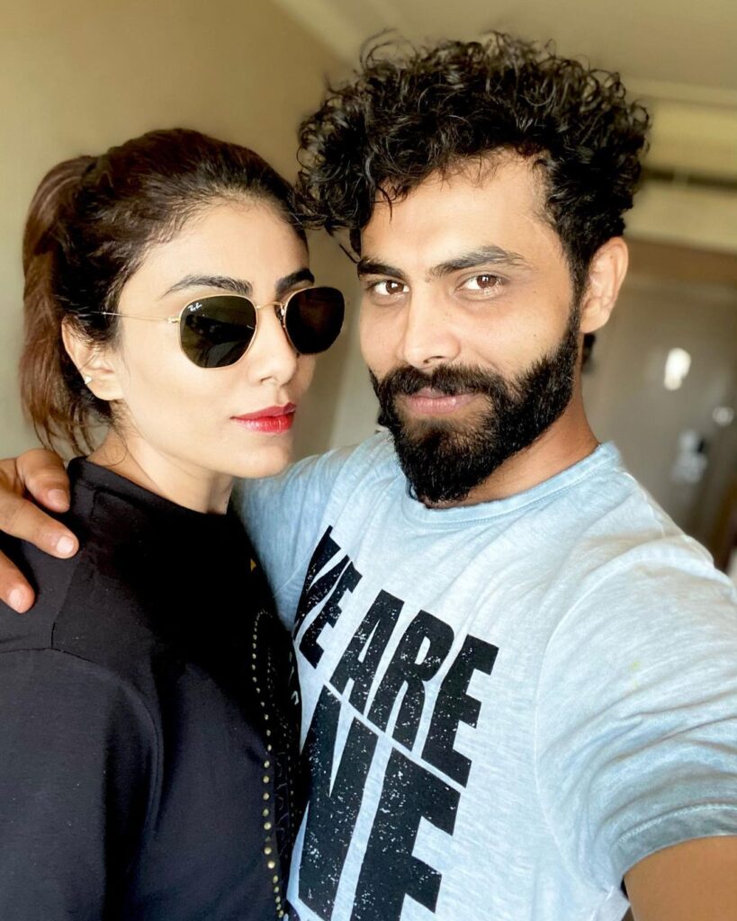 Ravindra Jadeja and Rivaba Jadeja in goggles posing for a selfie - indian cricketers wives and girlfriends