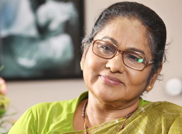 KPAC Lalitha in green and white saree with spectacles - indian tv actors who died recently 