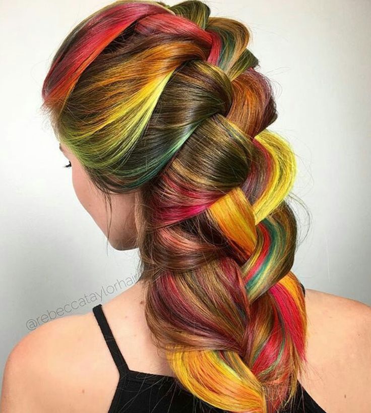 Woman in black strappy dress and multicolor hair with Multi-Platinum Art - 2022 haircuts female
