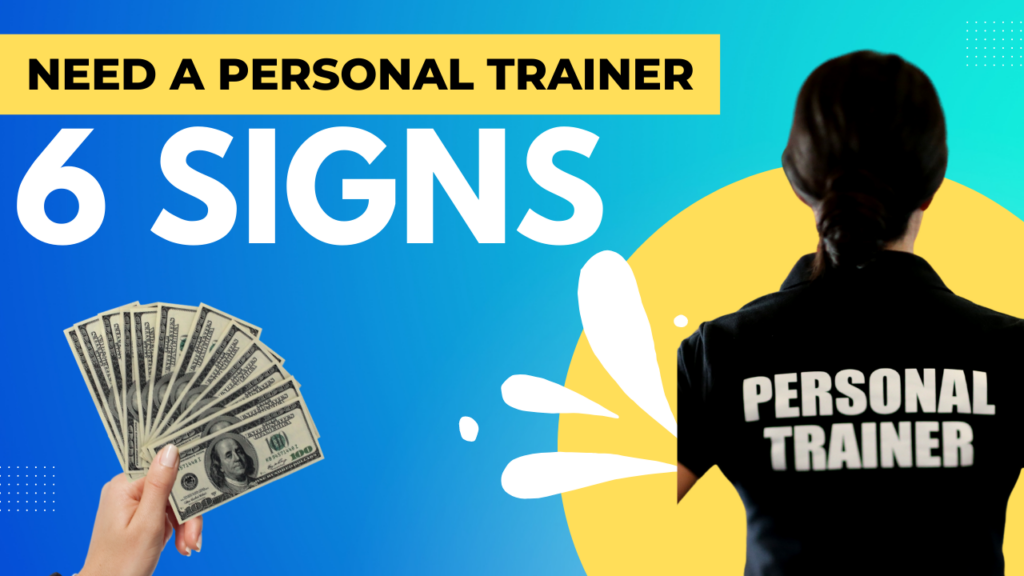 A Banner have woman trainer stand backside has wearing black t-shirt has written on personal trainer | Signs you need a personal trainer