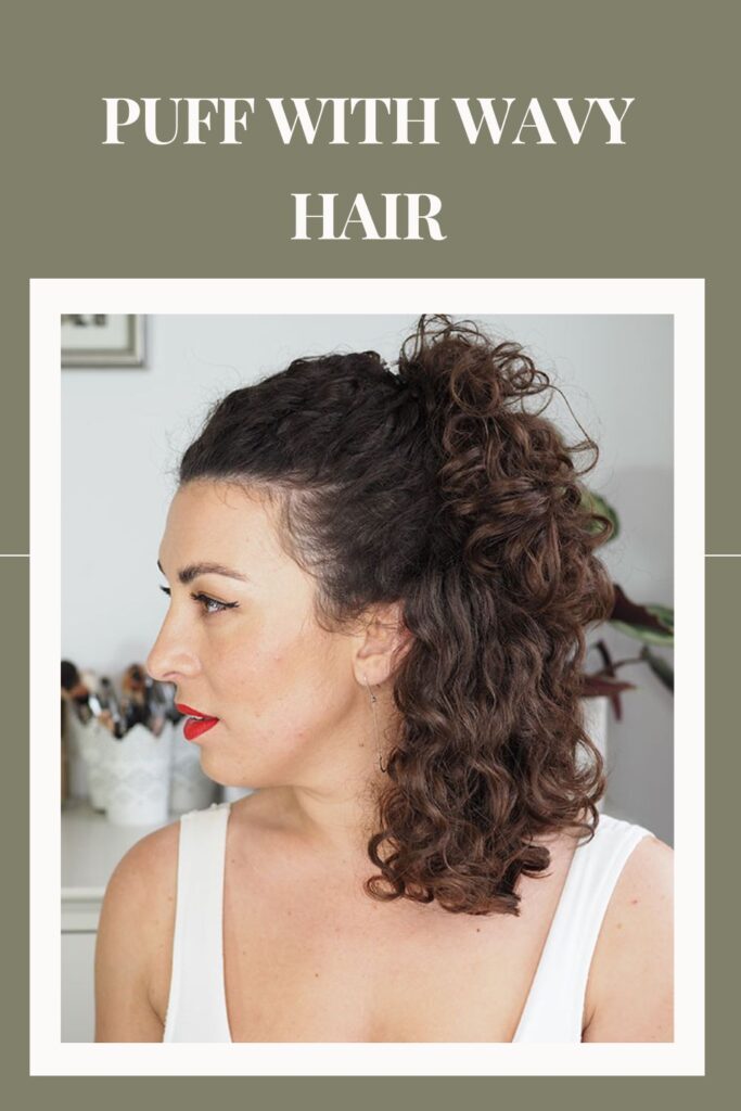 Woman in white tank top with red lipstick and Puff with Curly Hair - haircuts for ladies