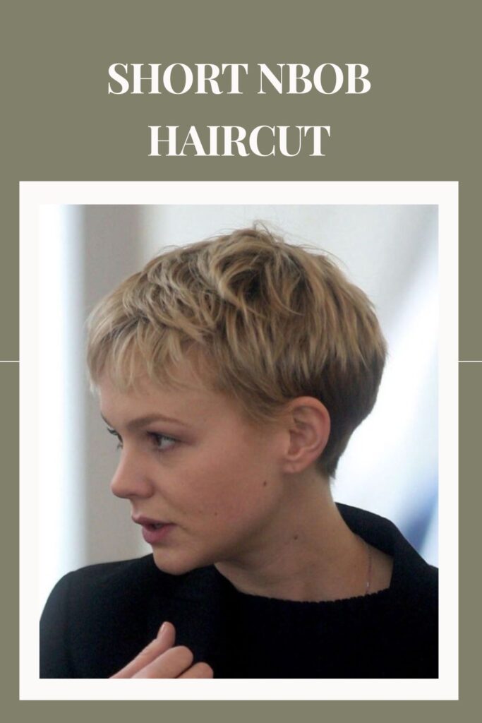Woman in black high neck top with Short Bob Haircut - hairstyles for women short hair