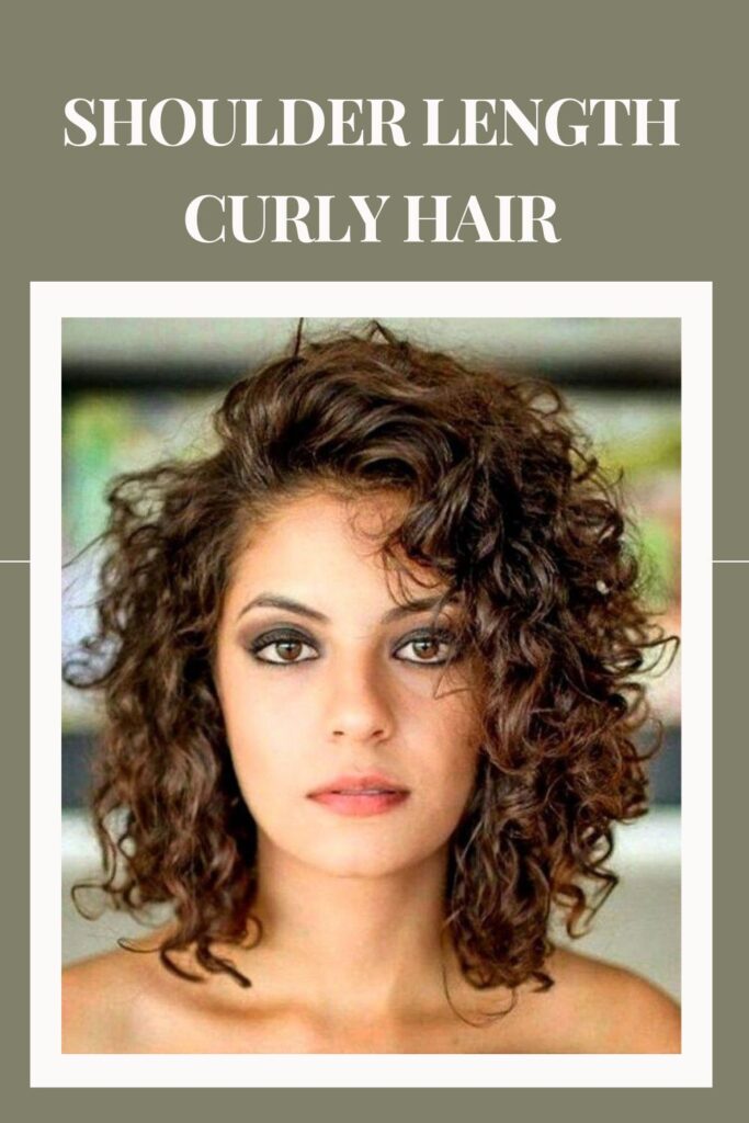 Woman in tube dress with Shoulder Length Curly Hair - hairstyles for daily use