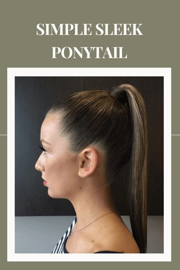 Woman in black and white lining top with Simple Sleek Ponytail hairstyle - haircuts for ladies