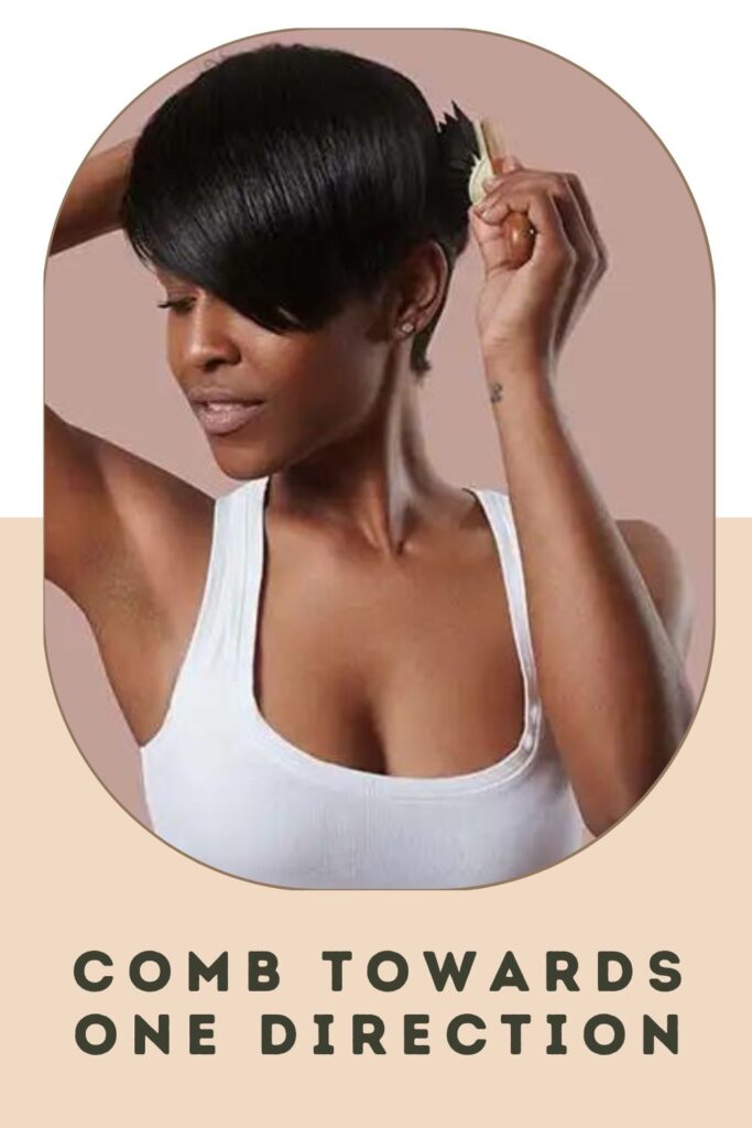 Woman in white tank top and Comb Towards One Direction hairstyle - short hairstyles for women with thick hair