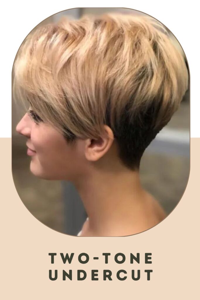 Smiling woman showing the side view of her Two-Tone Undercut hairstyle Smiling woman showing the side view of her Two-Tone Undercut hairstyle - short hairstyles for ladies 2022
