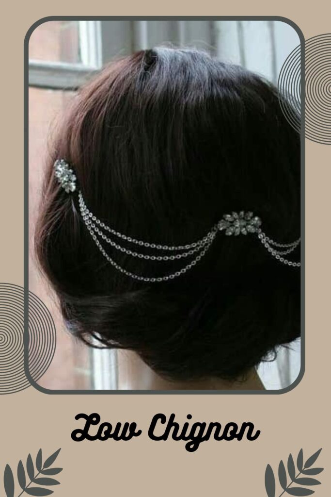 Woman showing the back view of her Low chignon hairstyle - Simple Low Bun