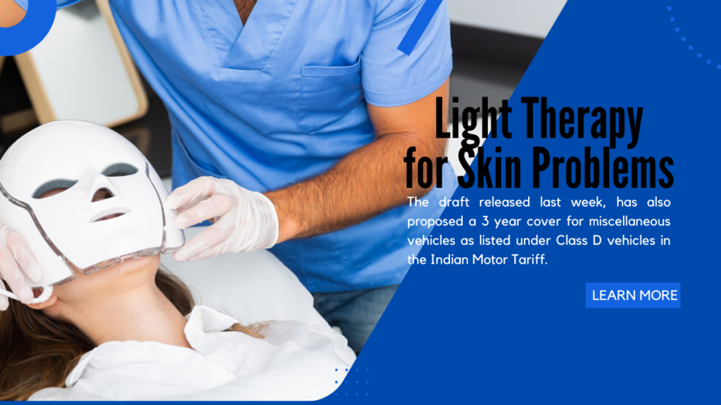 Light therapy for skin problems - banner having doctor and patient carrying mask on her face