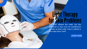 Light therapy for skin problems - banner having doctor and patient carrying mask on her face