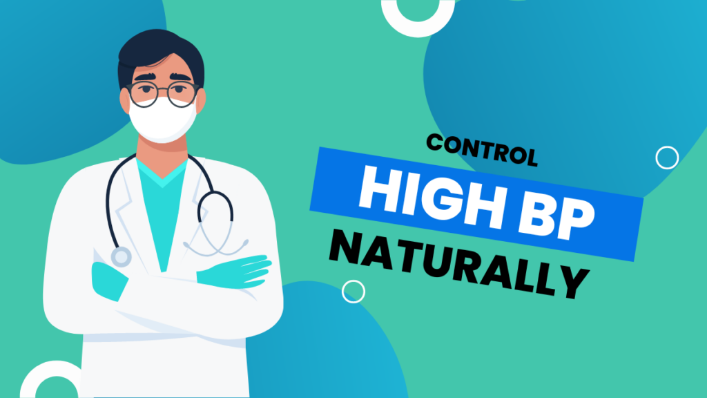 control high bp naturally - vector image having doctor